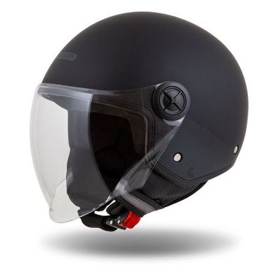 Jethelm Roller Helm Crosshelm Motorradhelm Handy Cassida schwarz matt mit Visier