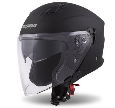 Jethelm Roller Helm Crosshelm Motorradhelm Jet Tech Cassida schwarz matt mit Visier