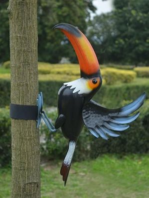 Tukan Vogel Metall zum Hängen 47cm Gartenfigur Vogelfigur Dekoration Haus Garten