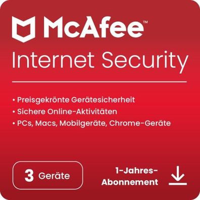 McAfee Internet Security - 3 PC / 1 Jahr / Windows - MAC - Android / ESD