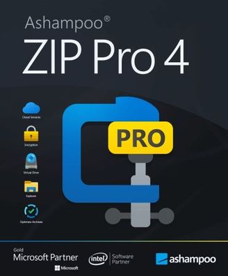 Ashampoo ZIP Pro 4, VollVersion, ZIP, RAR, TAR usw. entpacken / 1 PC / Dauerlizenz