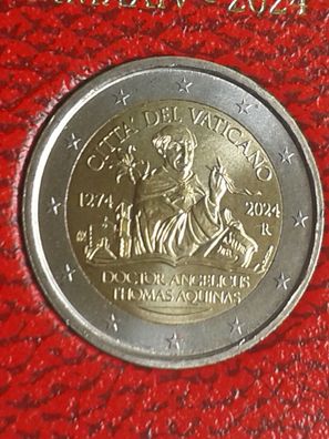 Original 2 euro 2024 Vatikan Thomas von Aquin im Klappfolder 2€ 2024 Vatikan