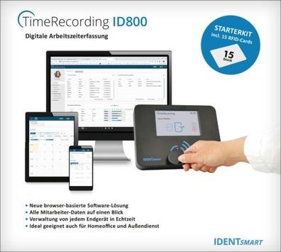 IDENTsmart TimeRecording - ID800 Starterkit mit 15 Karten * erweiterbar*