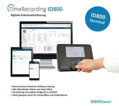 IDENTsmart TimeRecording - ID800 Terminal-Kit * Device Only*