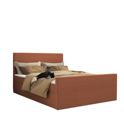 Modern Boxspringbett mit bettkasten und topper VIESTA stoff Poso 180x200 cm Ziegel