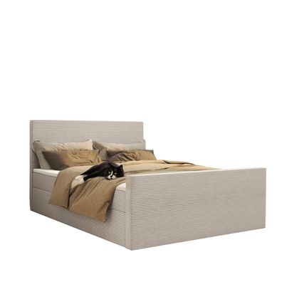 Modern Boxspringbett mit bettkasten und topper VIESTA stoff Poso 120x200 cm Beige