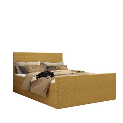 Modern Boxspringbett mit bettkasten und topper VIESTA stoff Poso 120x200 cm Gelb