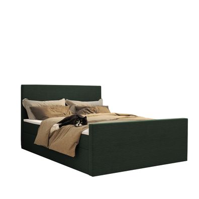 Modern Boxspringbett mit bettkasten und topper VIESTA stoff Poso 140x200 cm Grün