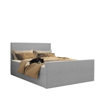 Modern Boxspringbett mit bettkasten und topper VIESTA stoff Poso 140x200 cm Hellgrau