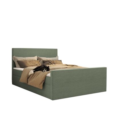 Modern Boxspringbett mit bettkasten und topper VIESTA stoff Poso 140x200 cm Hellgrün