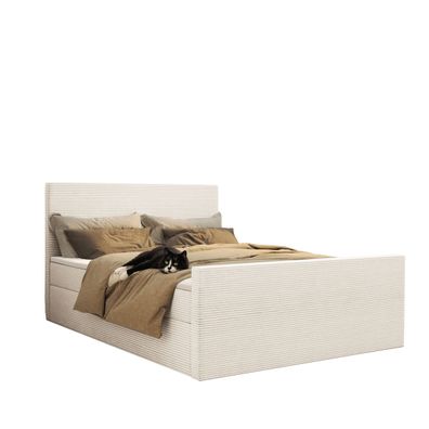 Modern Boxspringbett mit bettkasten und topper VIESTA stoff Poso 200x200 cm Ecru