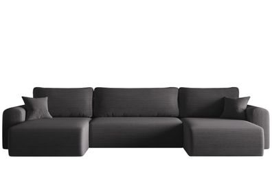 Ecksofa mit schlaffunktion und bettkasten, Sofa U-form, CAPRI Poso Dunkelgrau