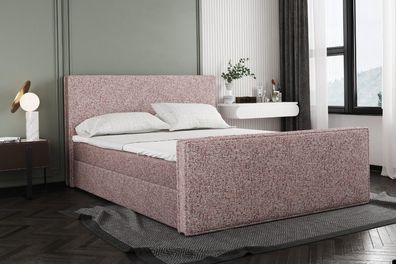 Boxspringbett mit bettkasten und matratze + topper LILA stof Puente Rosa 120x200 cm