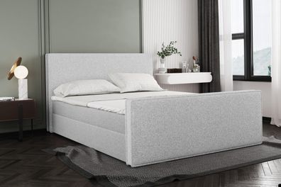 Boxspringbett mit bettkasten und matratze + topper LILA Puente Silber 140x200 cm