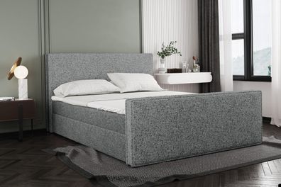 Boxspringbett mit bettkasten und matratze + topper LILA stof Puente Grau 120x200 cm