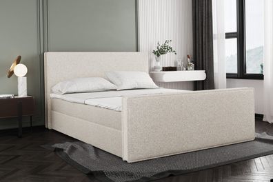 Boxspringbett mit bettkasten und matratze + topper LILA stof Puente Beige 120x200 cm