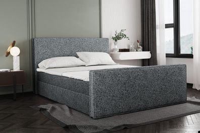 Boxspringbett mit bettkasten und matratze + topper LILA Puente Dunkelgrau 120x200 cm