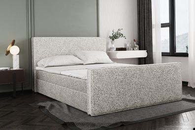 Boxspringbett mit bettkasten und matratze, topper LILA Puente Beige + Schwarz 200x200