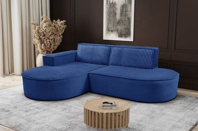 Modernes L-förmiges Designer-Ecksofa Modena Soft Dunkelblau Links