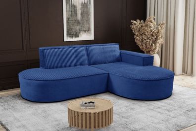 Modernes L-förmiges Designer-Ecksofa Modena Soft Dunkelblau Rechts