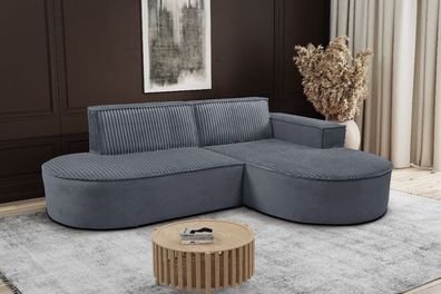 Modernes L-förmiges Designer-Ecksofa Modena Soft Dunkelgrau Rechts