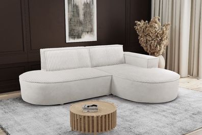 Modernes L-förmiges Designer-Ecksofa Modena Soft Ecru Rechts