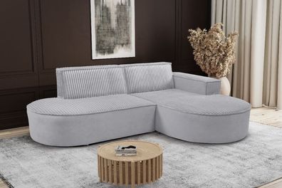 Modernes L-förmiges Designer-Ecksofa Modena Soft Hellgrau Rechts