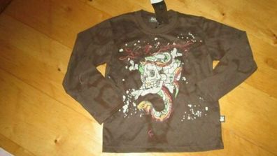 NEU Braunes Sweater MIT Toternkopfprint GR.128 Neuware