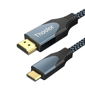 USB C zu HDMI Kabel 2m, 4K 60Hz Thunderbolt 4 zu HDMI Kabel, Kompatibel mit MacBook,