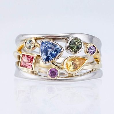 Damen Ring, Steine Ring, multicolore Ring, Cubic Zirkonia Steine Größe 54 (DR1707244)