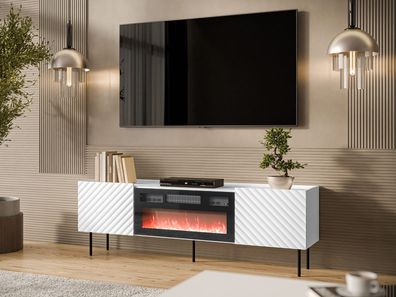 TV-Lowboard Lucca 180 2D mit Kamin Modern TV Schrank Wohnzimmer Kollektion M24