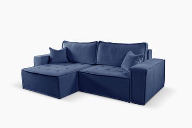 L-förmiges Bohoo-Ecksofa mit Schlaffunktion Blau Links
