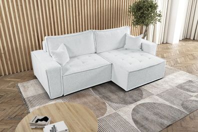 L-förmiges Bohoo-Ecksofa mit Schlaffunktion Ecru Rechts