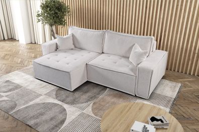 L-förmiges Bohoo-Ecksofa mit Schlaffunktion Hellbeige Links