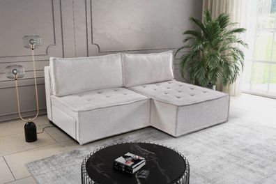 Bohoo Mini modernes Ecksofa mit Schlaffunktion Hellbeige Rechts