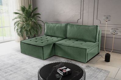 Bohoo Mini modernes Ecksofa mit Schlaffunktion Hellgrün Links