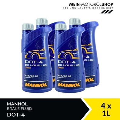 Mannol Brake Fluid DOT-4 4x1 Liter