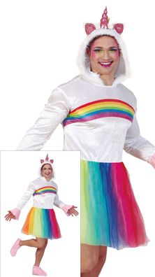 Einhorn Kostüm Herren Rainbow Pride Unicorn Gr. 48 - 54 Karneval Fasching