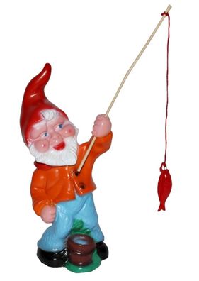 Gartenzwerg als Angler Figur Zwerg H 31 cm Gartenzwerg Gartenfigur aus Kunststoff