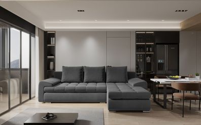 Elegantes und modernes Ecksofa TOMI Castel Dunkelgrau Rechts