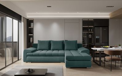 Elegantes und modernes Ecksofa TOMI Castel Azurblau Rechts