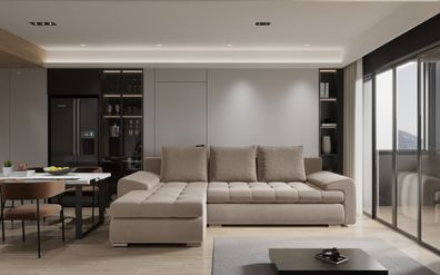 Elegantes und modernes Ecksofa TOMI Castel Beige Links