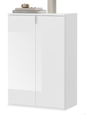 Kommode Sideboard weiß Hochglanz Mehrzweckschrank erweiterbar 6 Fächer SystemX