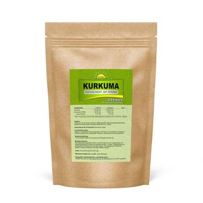 Kurkuma (hochdosiert, mit Piperin, Vollspektrum), 240 Kapseln à 750 mg, Bonemis®