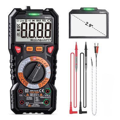 DM01 Digitales Multimeter TRMS 6000 Counts, LED Intelligent Indicator Jack