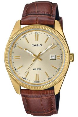 Casio Herrenuhr Quarz mit Lederband MTP-1302PGL-9AVEF