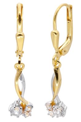 trendor Schmuck Damen-Ohrringe 333 Gold Bicolor Ohrhänger mit Zirkonias 68378