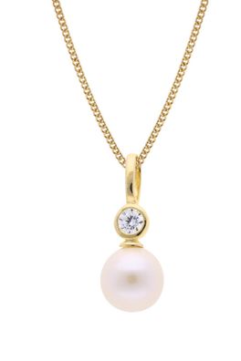 trendor Schmuck Damen Perlen-Anhänger Gold 333/8kt an vergoldeter Silberkette 68384