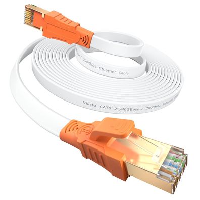 Nixsto Ethernet-Kabel, 2 m, Cat-8-Kabel, Hochgeschwindigkeits-Flachnetzwerkkabel, 40