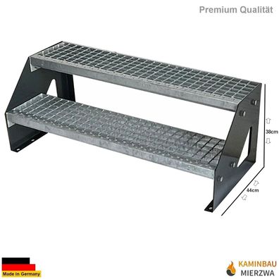 Treppe Freistehend 2 Stufen Wange Anthrazit H:38cm